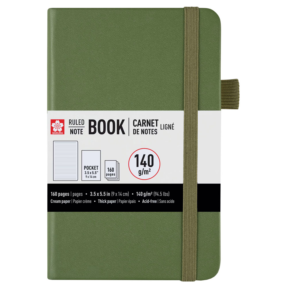 Sakura Pocket Notebook Hardcover Ruled 3.5"x5.5" Pine Needle
