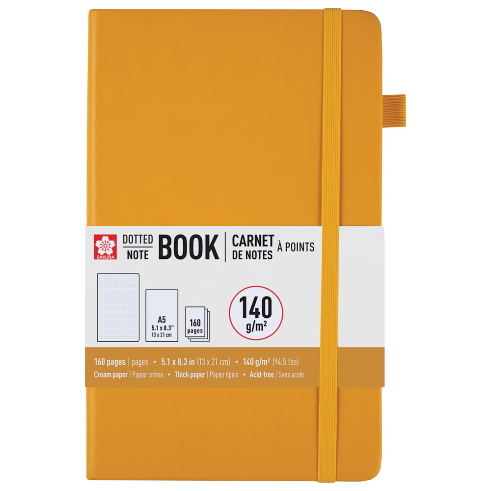 Sakura A5 Notebook Hardcover Dot 5.1"x8.3" Japanese Kerria