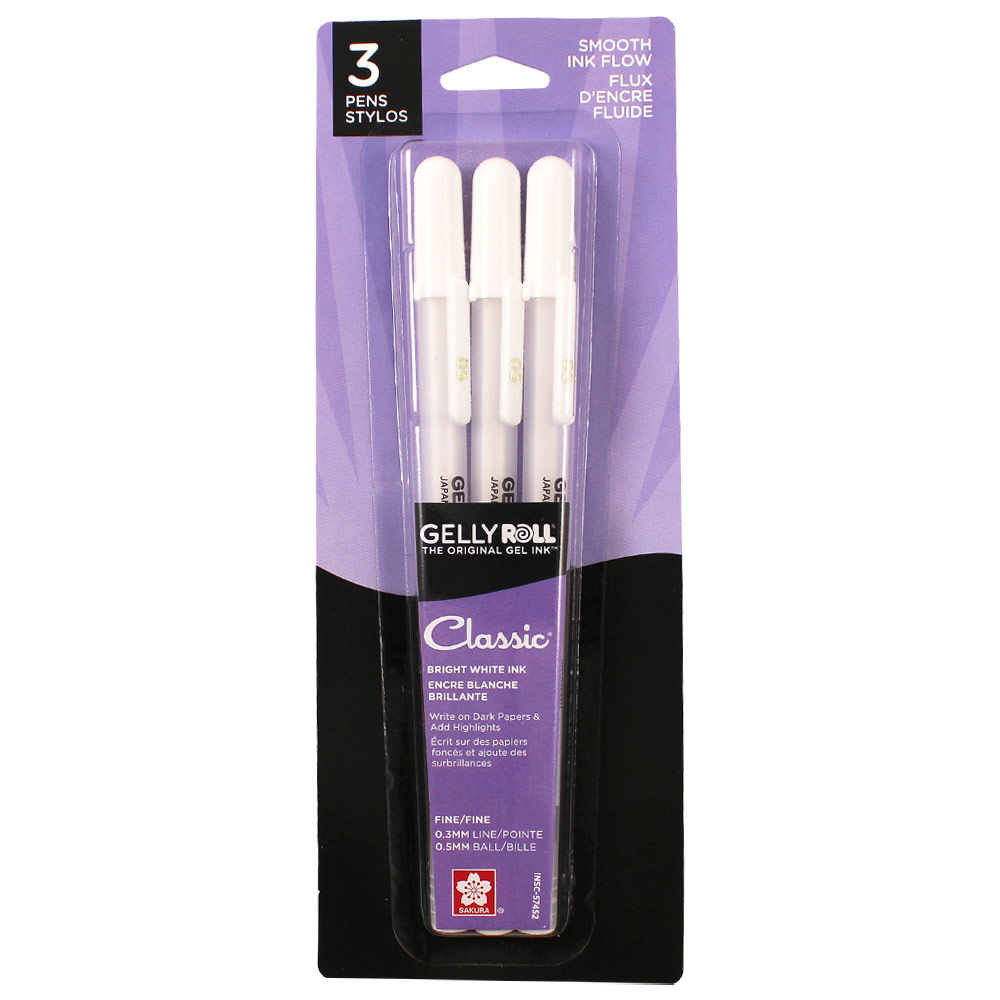 Sakura Gelly Roll 05 Classic Gel Pen 0.3mm 3 Set White