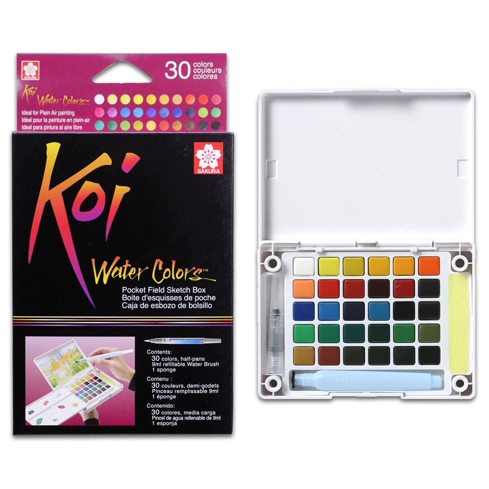 Sakura Koi Fine Quality Watercolor Pocket Field Sketch Box 30 Set