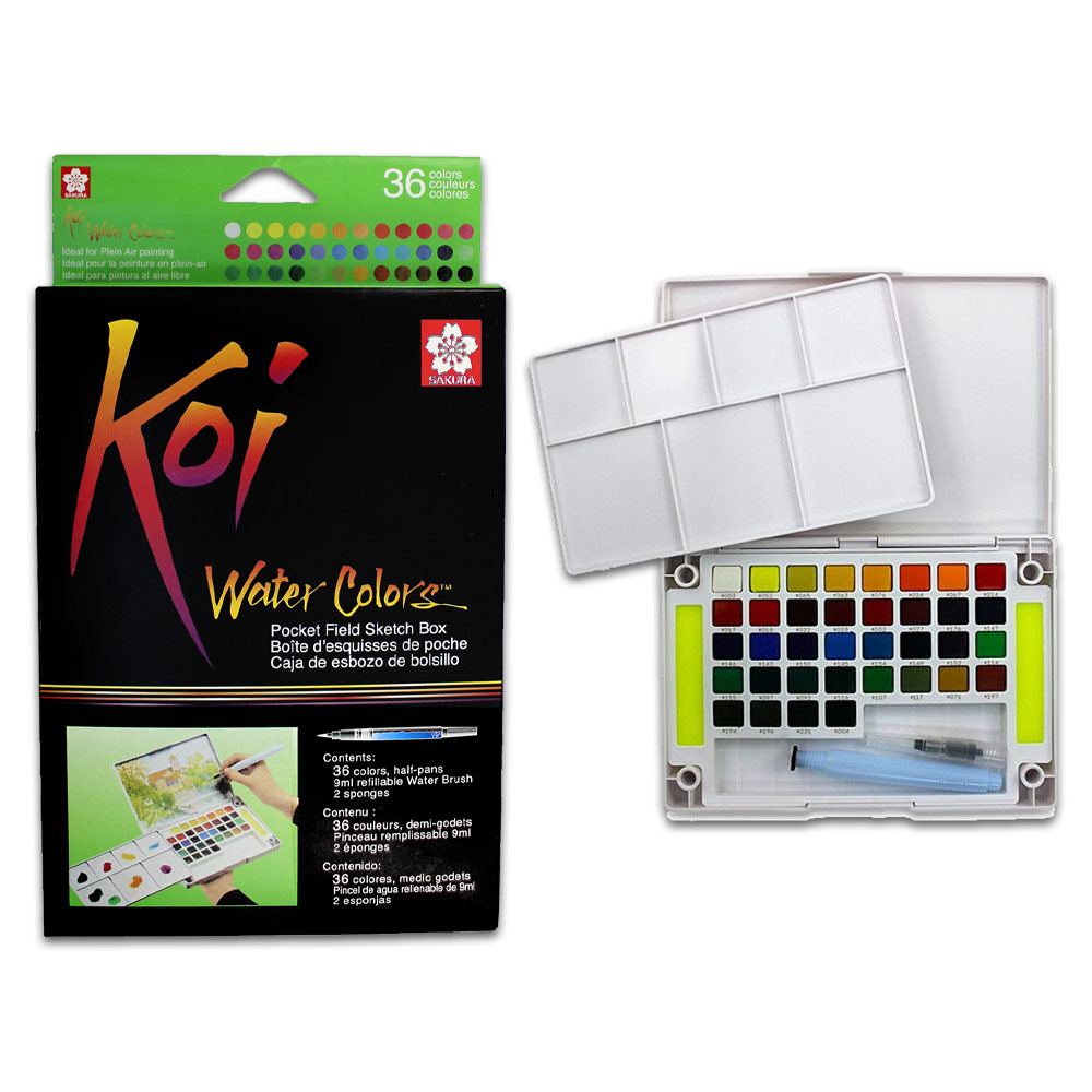 Sakura Koi Fine Quality Watercolor Pocket Field Sketch Box 36 Set