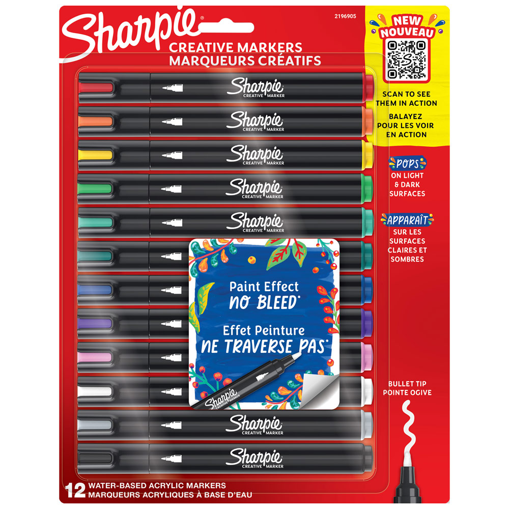 Sharpie Water-Based Acrylic Creative Marker Bullet Tip 12 Set Assorted