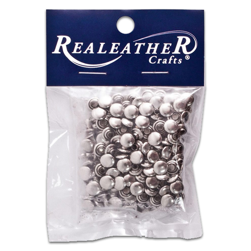 Realeather Crafts Nickel Rivets 100 Pack Small