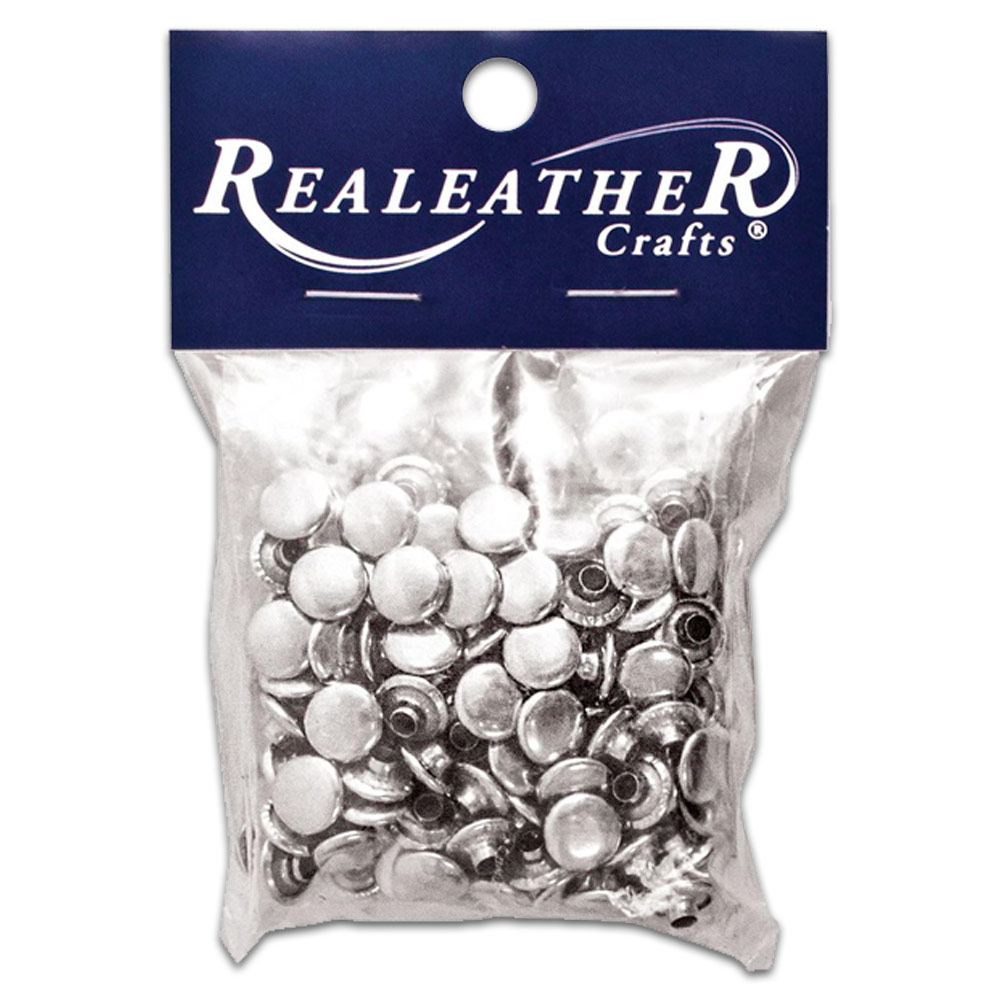 Realeather Crafts Nickel Rivets 100 Pack Medium