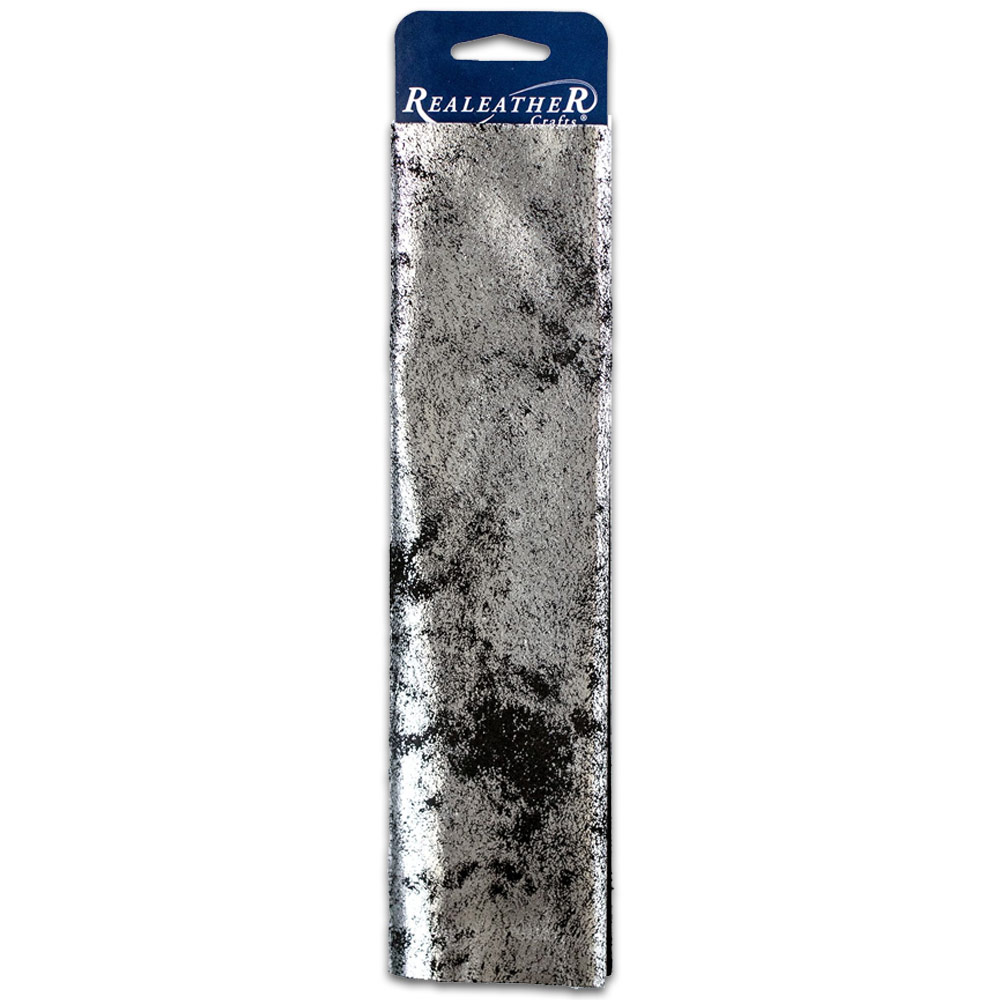 Realeather Metallic Crackle Leather Trim 8.5"x11" Silver Crackle