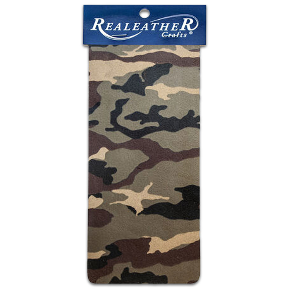 Realeather Crafts Printed Leather Trim 9"x3" Camo