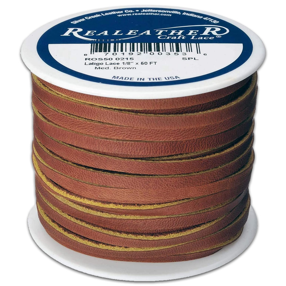 Realeather Latigo lace 1/8"x50ft Medium Brown
