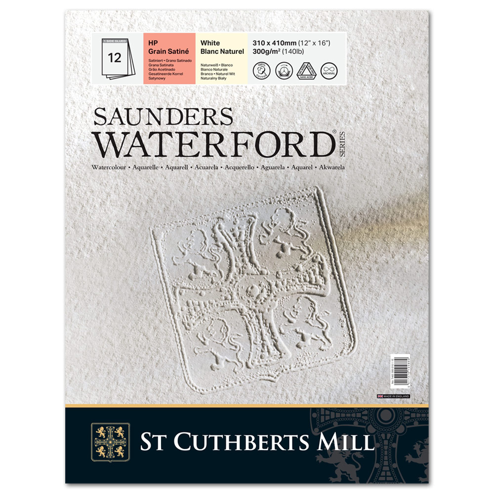 Saunders Waterford Classic Watercolour Pad 140lb 12 Sheets 12"x16" HP White