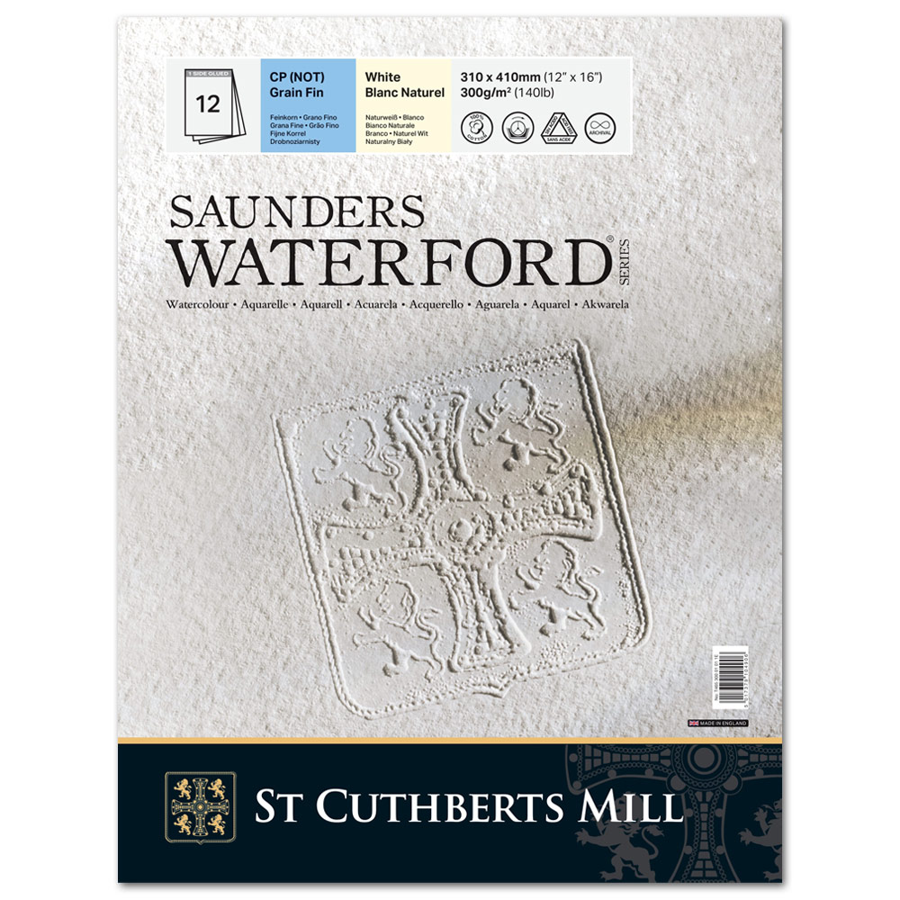 Saunders Waterford Classic Watercolor Pad 140lb 12 Sheets 12"x16" CP White