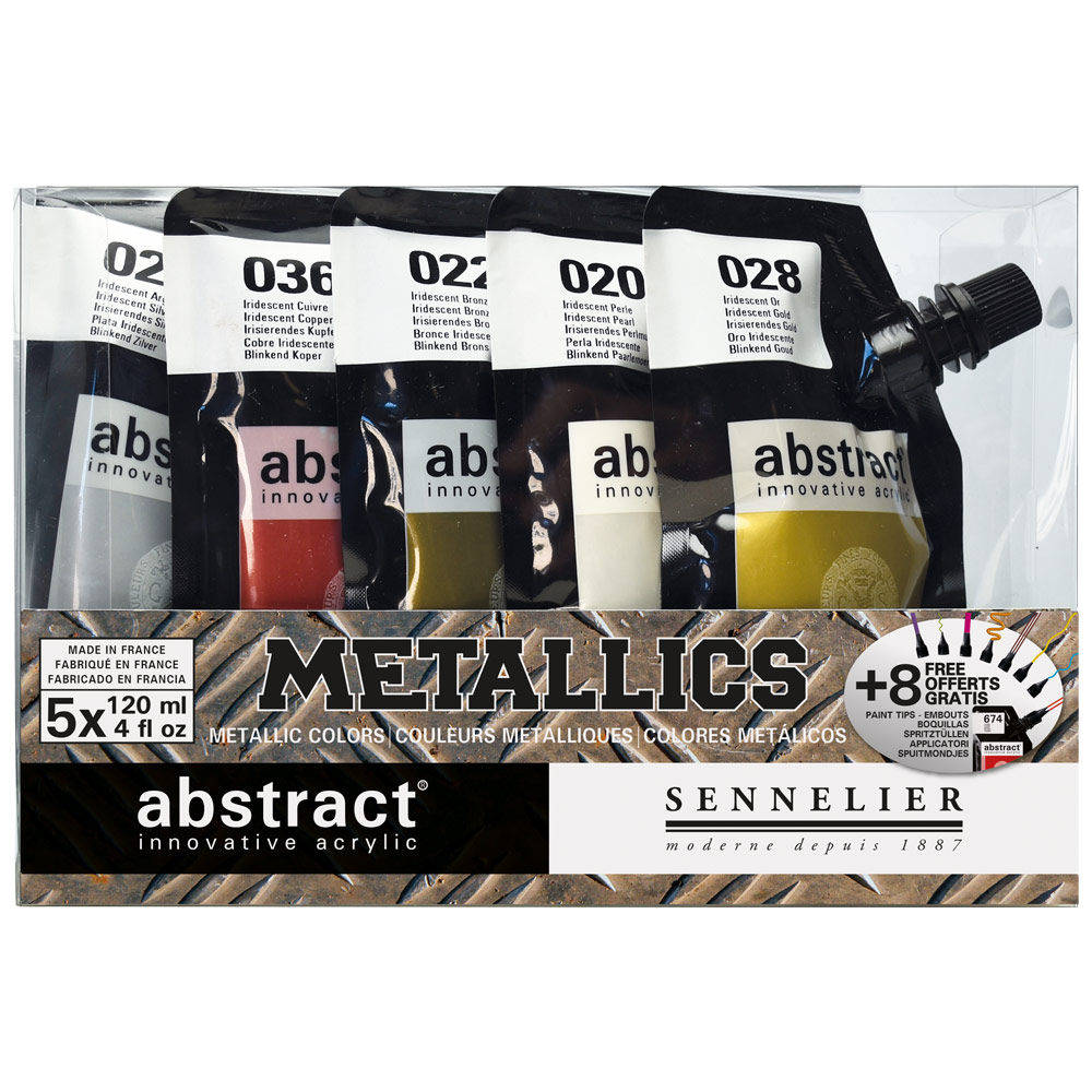 Sennelier Abstract Acrylic 5 x 120ml Set Metallics