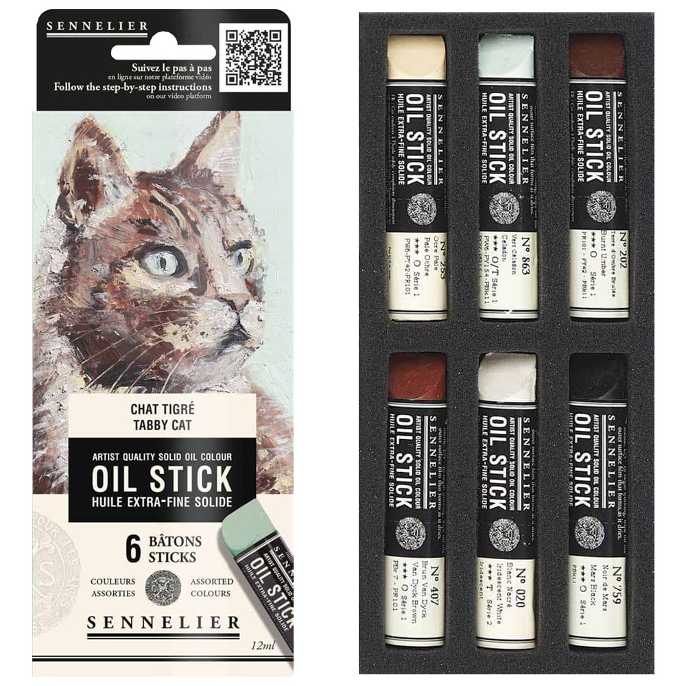 Sennelier Extra Fine Artists' Oil Stick Mini 6 x 12ml Set Tabby Cat