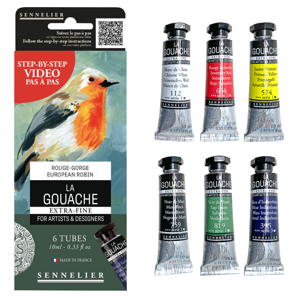 Sennelier Extra Fine La Gouache 6 x 10ml Set European Robin
