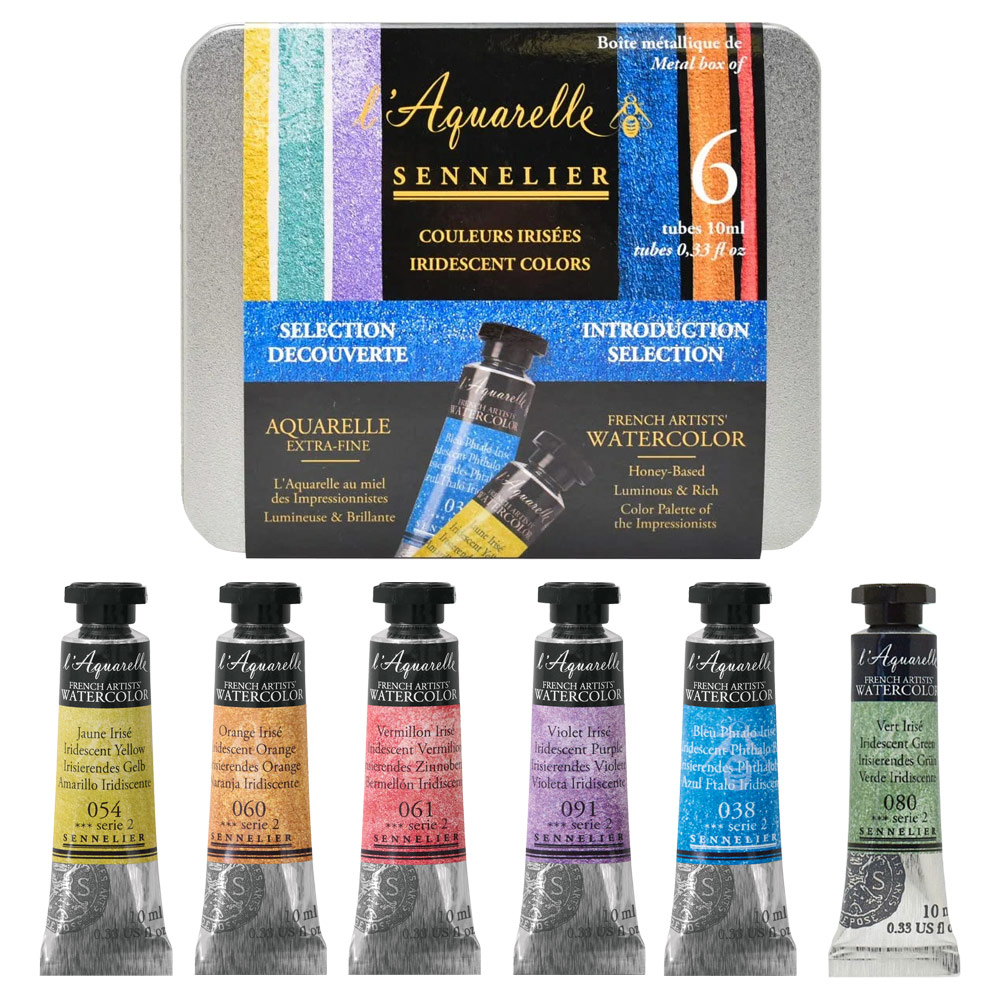 Sennelier L'Aquarelle Watercolor Metal Box Introduction 6 x 10ml Set