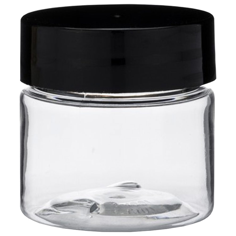 SKS Clear Plastic Straight Sided Jar w/Black Cap 0.5oz