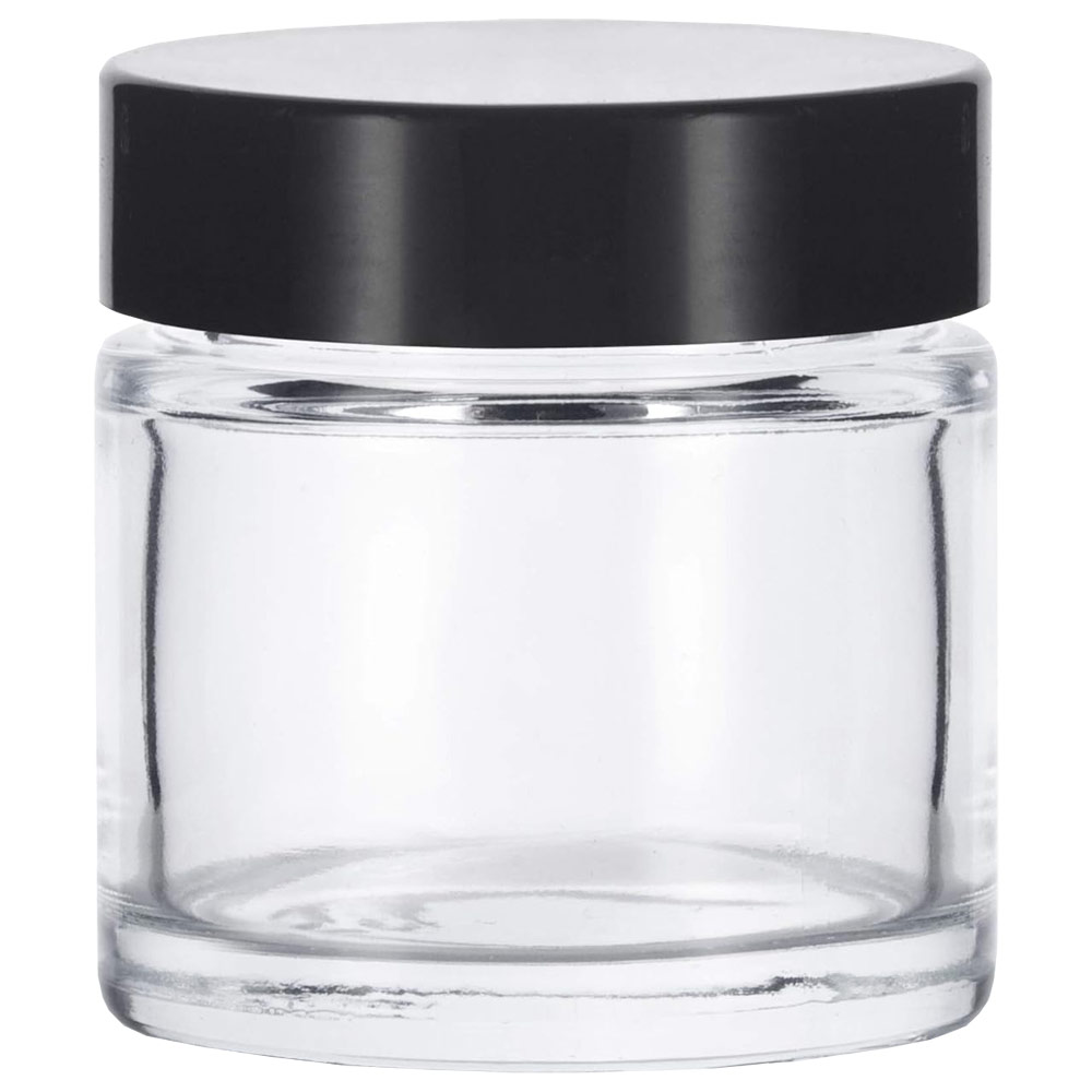 SKS Clear Plastic Straight Sided Jar w/Black Cap 1oz