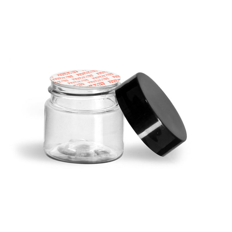 Clear PET Plastic Jar w/Black Cap 1/2oz