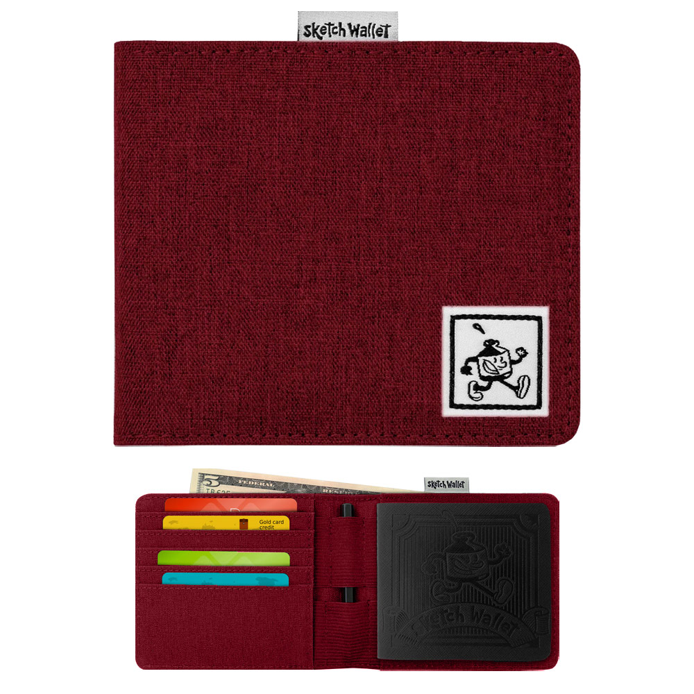 Sketch Wallet Medium Canvas 4"x4.5" Deep Red