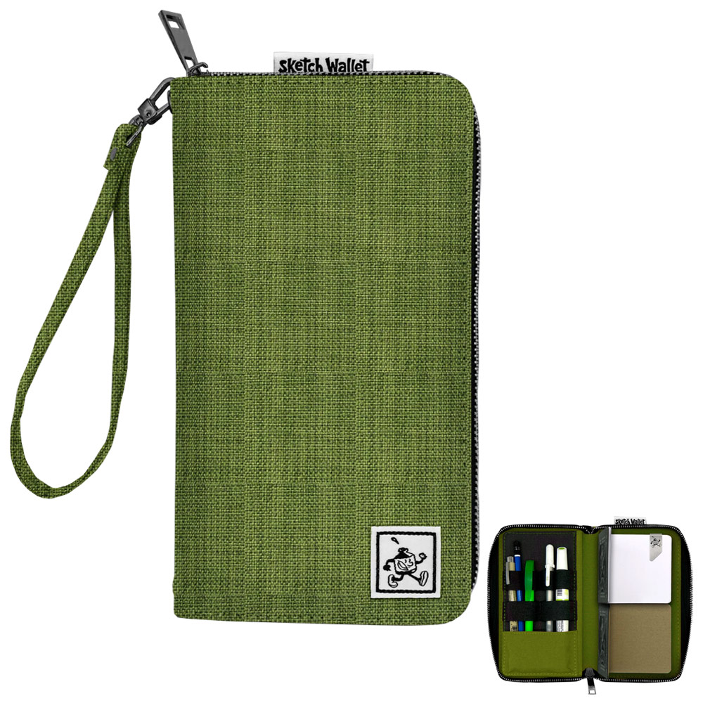 Sketch Wallet Canvas Clutch 4"x6" Cactus Green