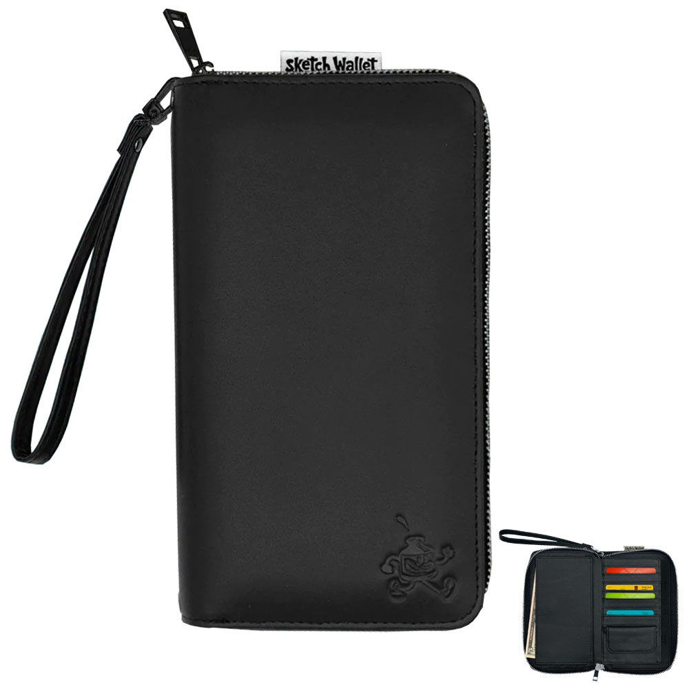 Sketch Wallet Leather Clutch 4"x6" Black