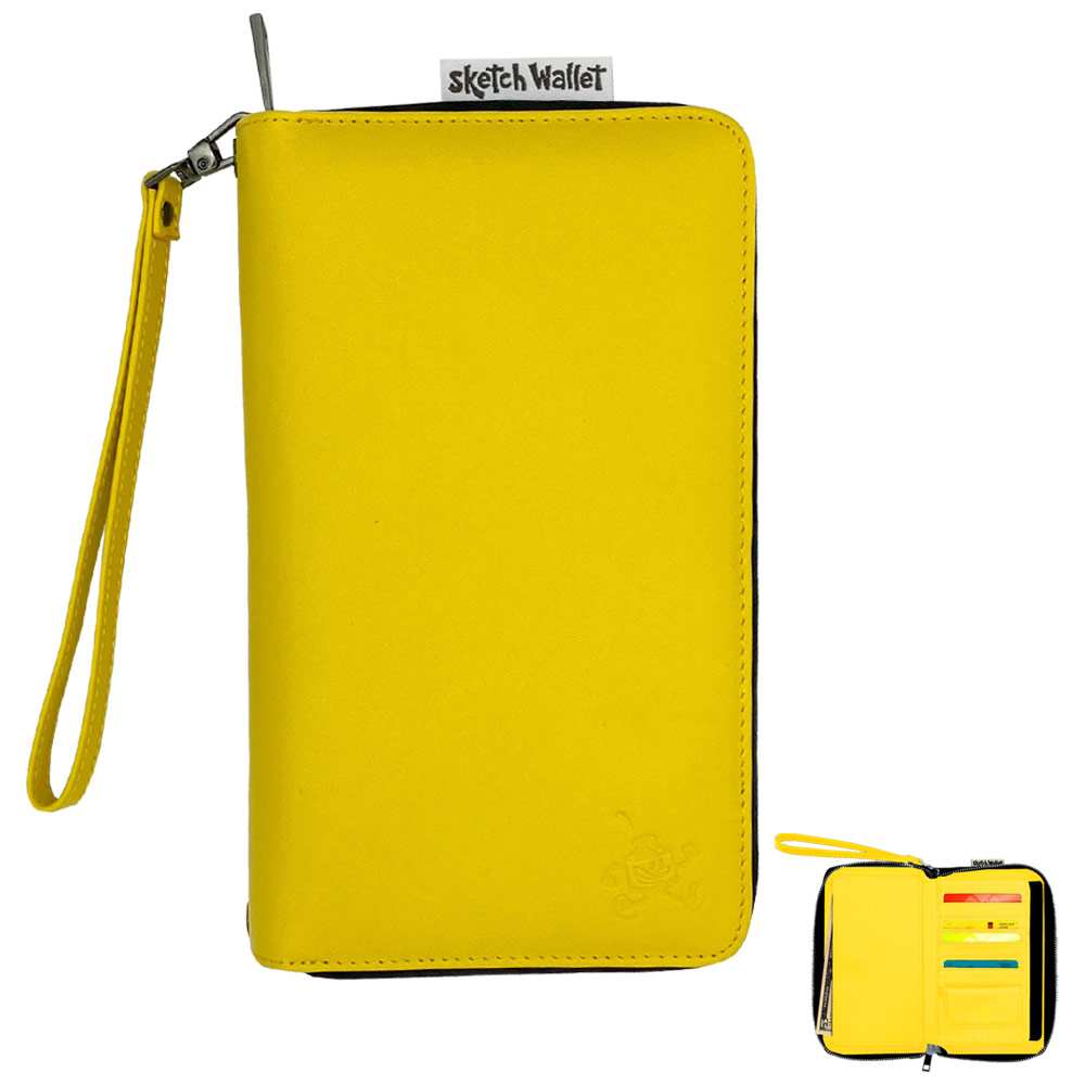 Sketch Wallet Leather Clutch 4"x6" Yellow