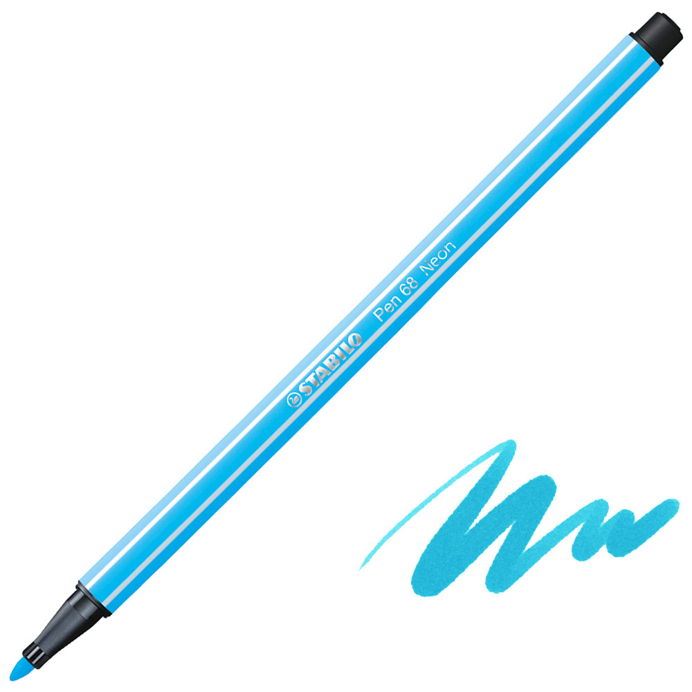Stabilo Pen 68 Premium Felt-Tip 1.0mm Fluorescent Blue