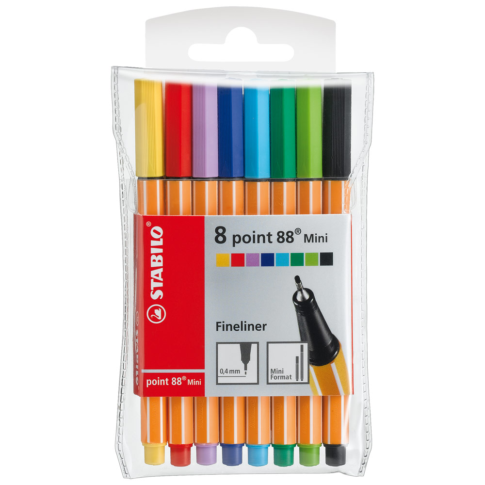 Stabilo Point 88 Mini Fineliner Pen 0.4mm 8 Set Assorted