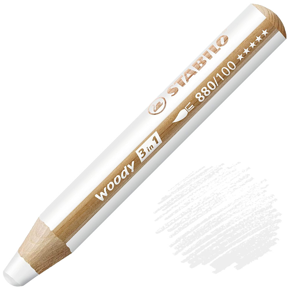 Stabilo Woody 3-in-1 Water-Soluble Wax Pencil White