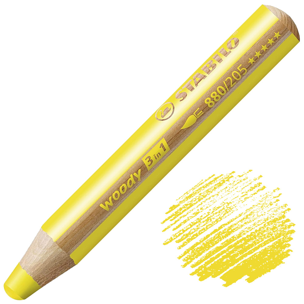 Stabilo Woody 3-in-1 Water-Soluble Wax Pencil Yellow