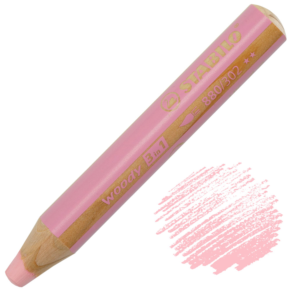Stabilo Woody 3-in-1 Water-Soluble Wax Pencil Pastel Pink
