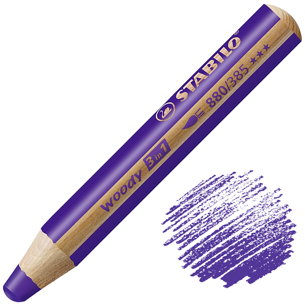 Stabilo Woody 3-in-1 Water-Soluble Wax Pencil Violet
