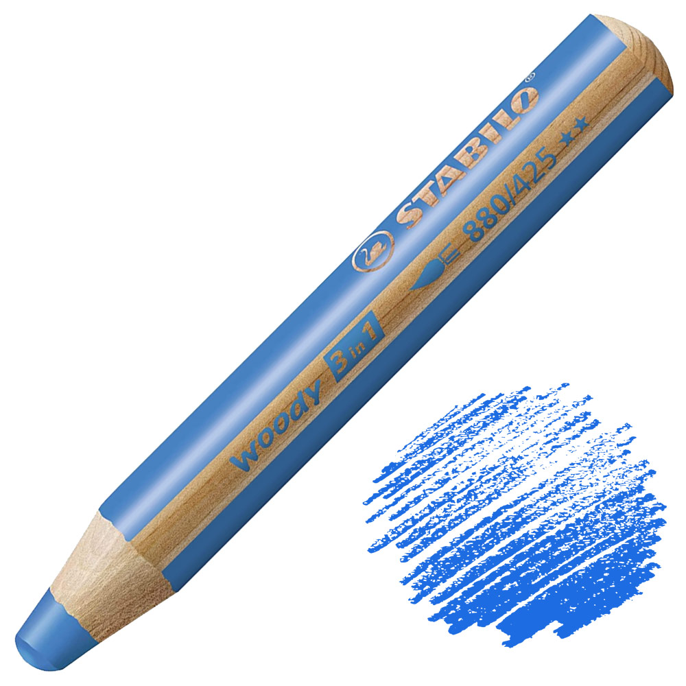 Stabilo Woody 3-in-1 Water-Soluble Wax Pencil Blue