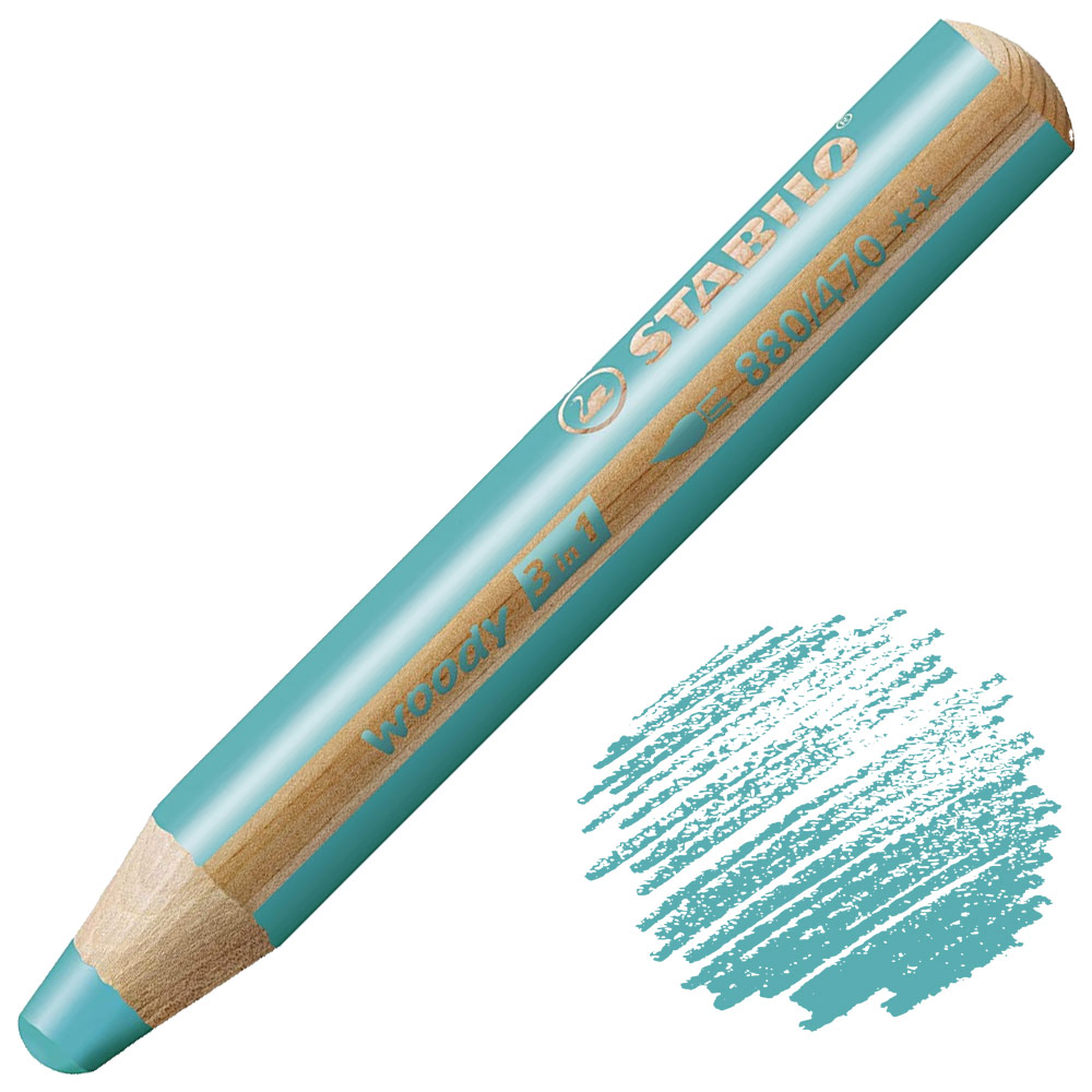 Stabilo Woody 3-in-1 Water-Soluble Wax Pencil Turquoise