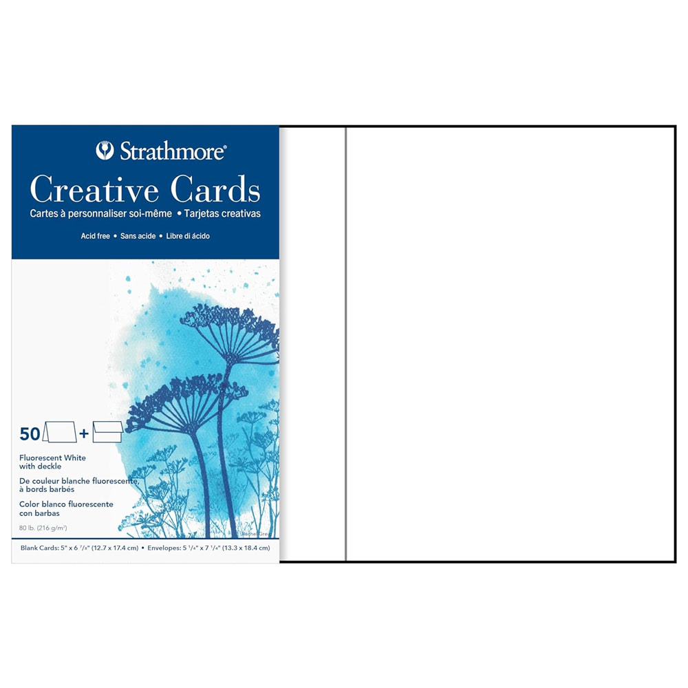 Strathmore Creative Card 50 Pack 5"x6.875" Fluorescent White Deckle