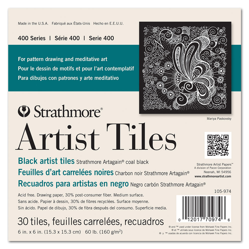 Strathmore 400 Series Artist Tiles Artagain 30 Sheets 6"x6" Coal Black