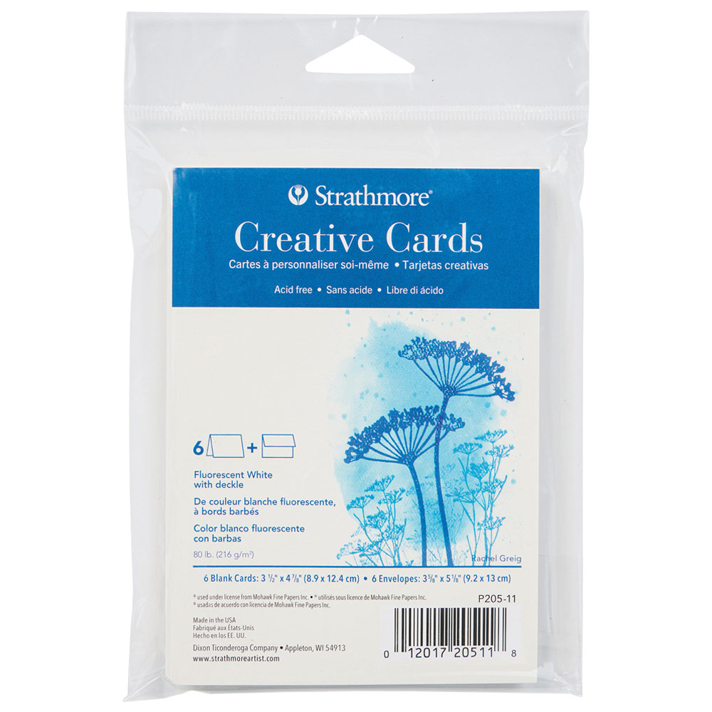 Strathmore Creative Card 6 Pack 4"x5" Fluorescent White Deckle