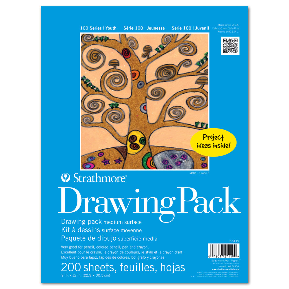 Strathmore 100 Series Drawing Paper Pack 200 Sheets 9"x12" White