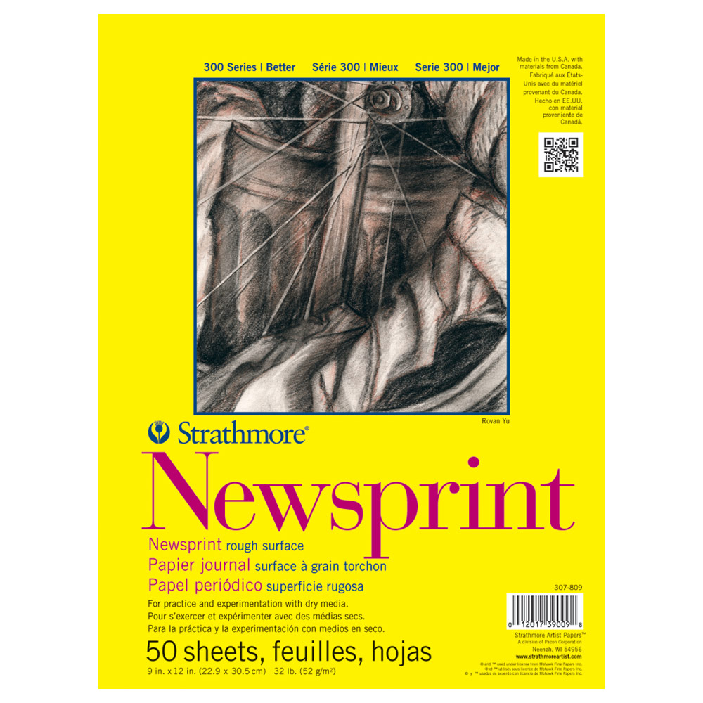 Strathmore 300 Series Newsprint Pad 9"x12" Rough