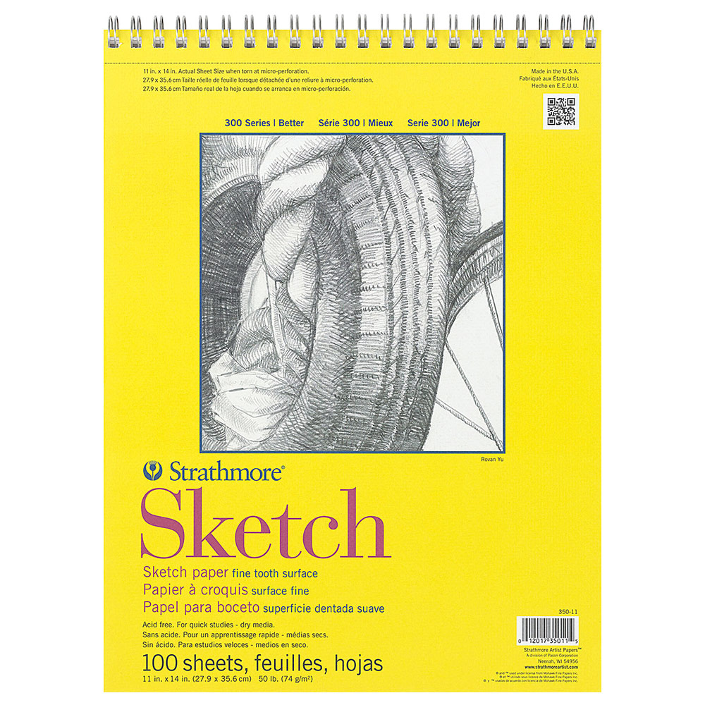 Strathmore 300 Series Sketch Paper Spiral Pad 11"x14" Fine