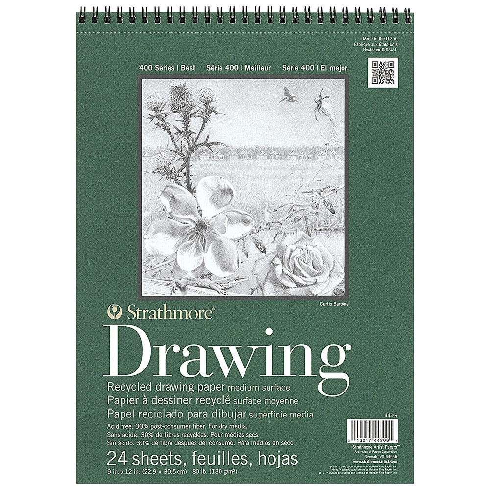 Pro-Art Blocco Per Disegno A Spirale Strathmore - 400 Series, Carta Riciclata 45,7x61 Cm, 24 Fogli, Superficie Media, Senza Acidi