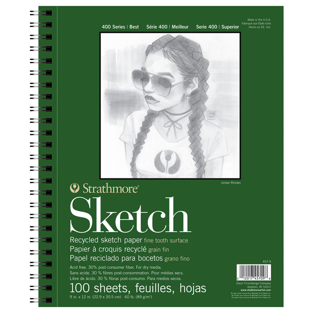 Strathmore 400 Series Recycled Sketch Spiral Pad 100 Sheets 9"x12"
