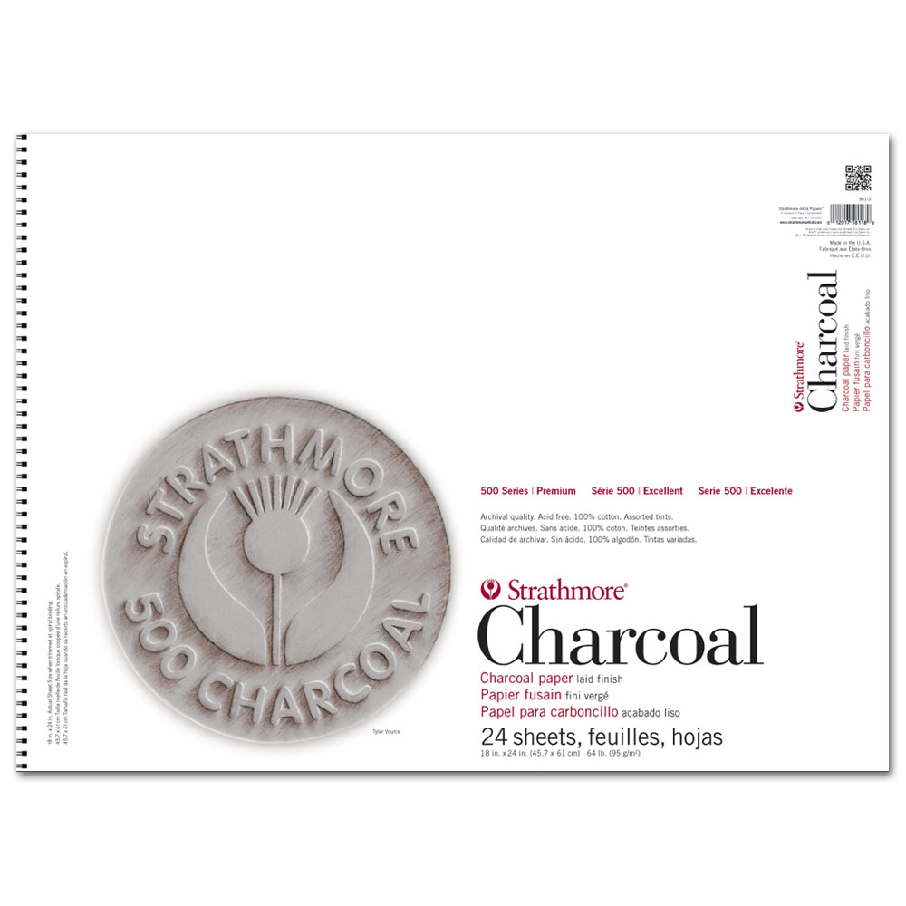 Strathmore 500 Series Charcoal Paper Spiral Pad 24 Sheets 18"x24" Assorted