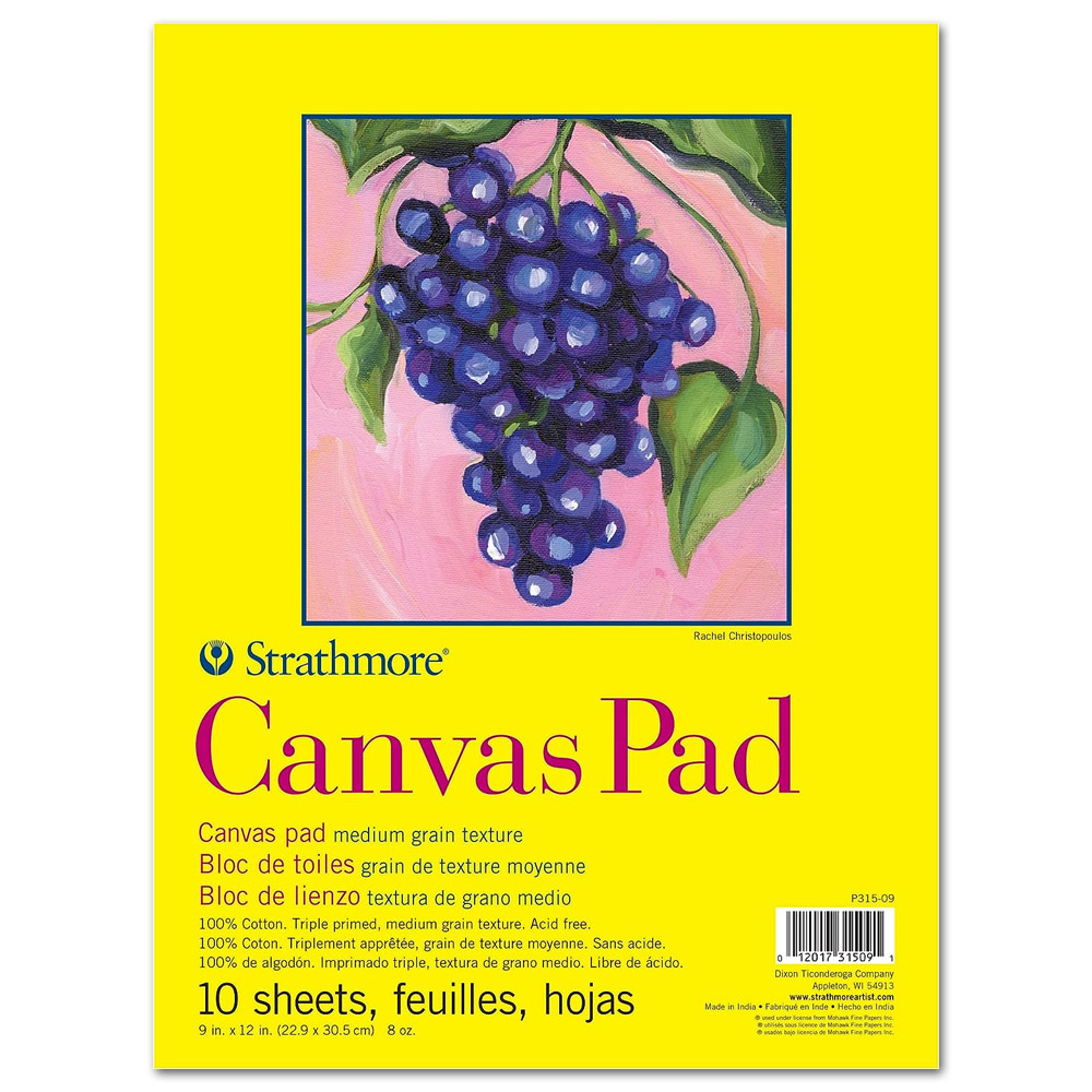 Strathmore Series 300 Cotton Canvas Pad 10 Sheets 9"x12" Medium Grain