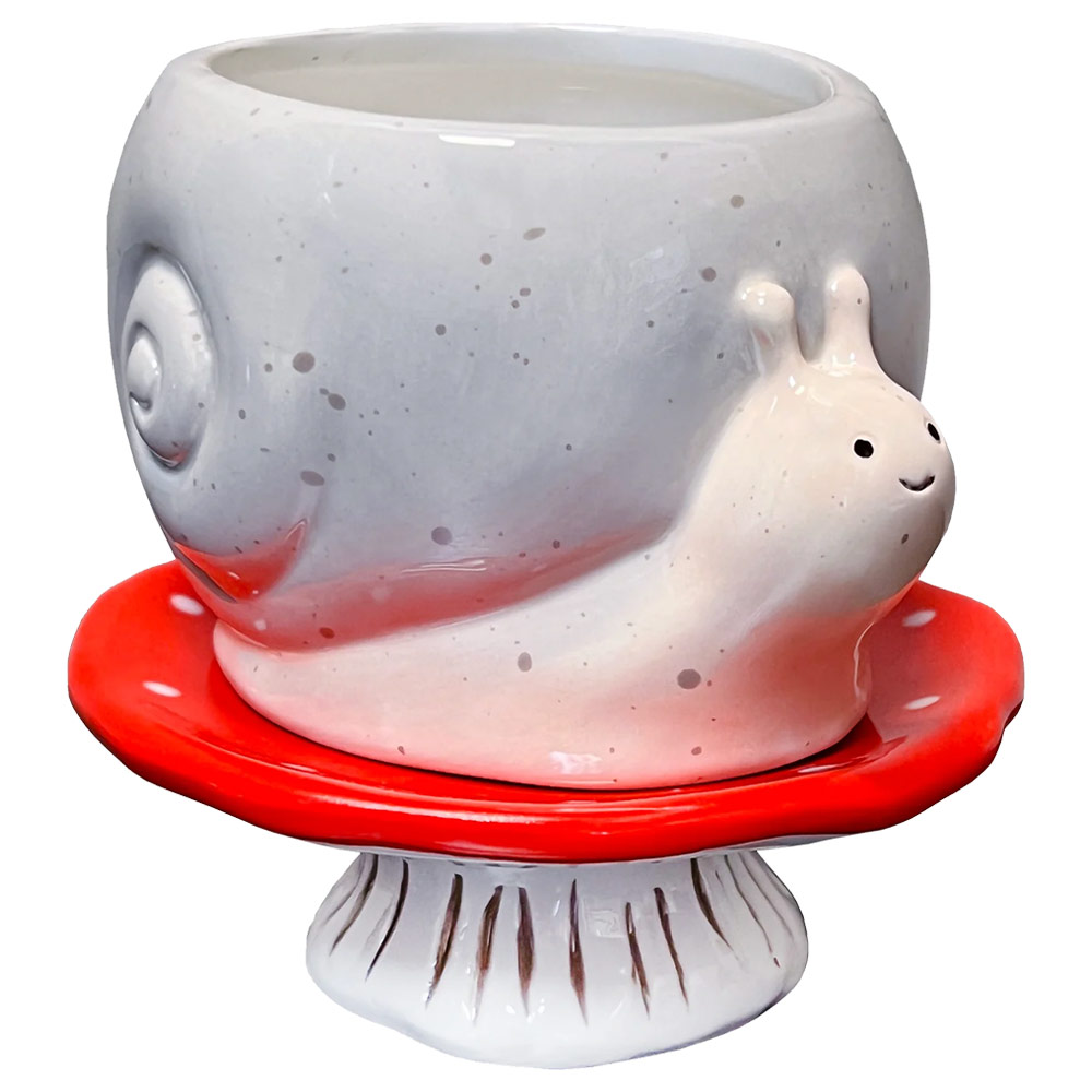 Ceramic Footsie Planter Snail & Mushroom