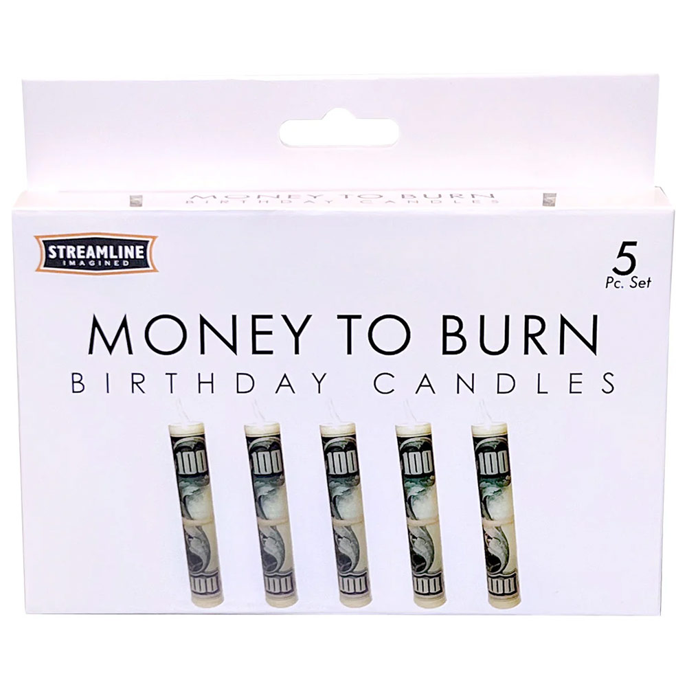 Streamline Wax Birthday Candle 5 Set Money To Burn