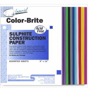 Imperial Color-Brite Construction Paper 50 Sheets 9"x12" Assorted