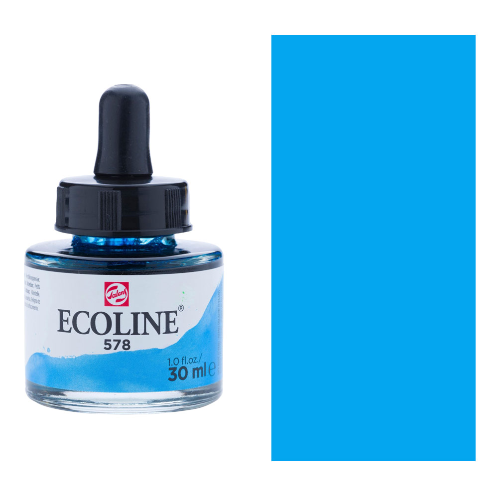 Talens Ecoline Liquid Watercolor 30ml Sky Blue (Cyan) 578