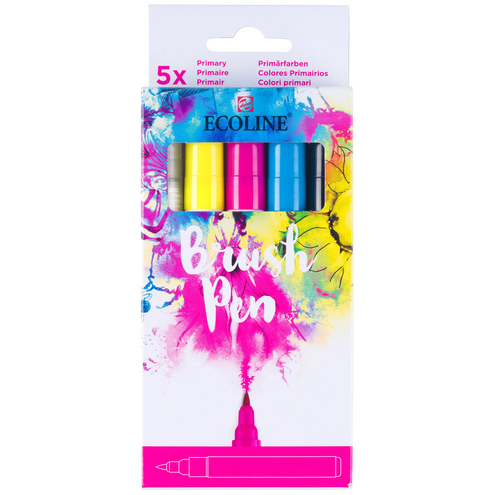 Talens Ecoline Watercolor Brush Pen 5 Set Primary