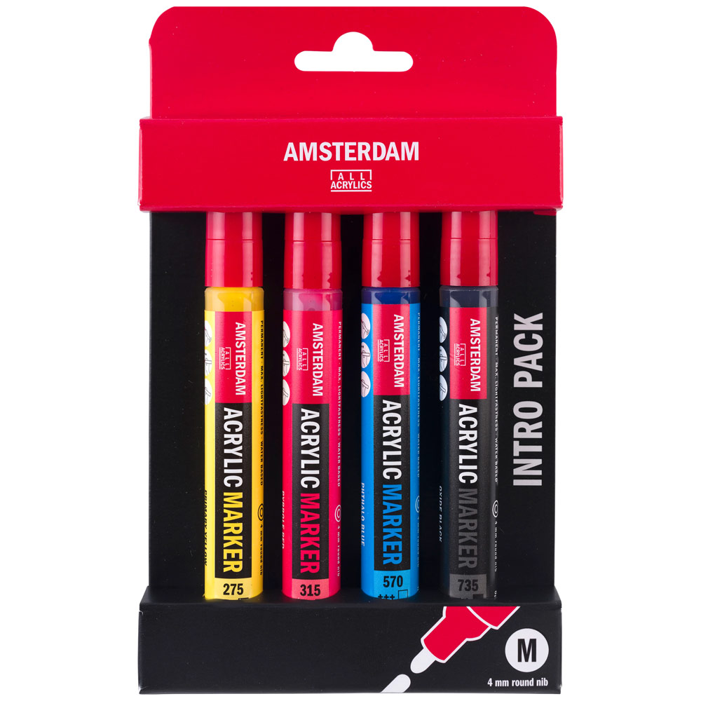 Amstersdam Acrylic Marker 4 x 4mm Set Intro Pack