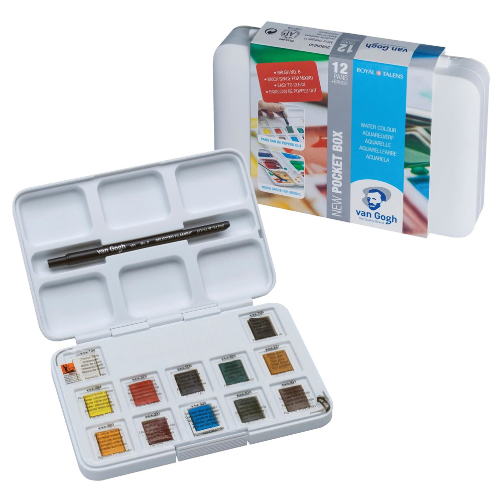 Van Gogh Watercolour Pocketbox 12 Half Pans Basic Colours