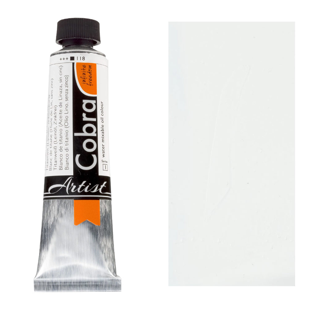 Cobra Water Mixable Oil Color 40ml Titanium White (Linseed)